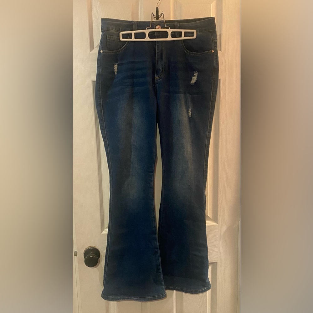 Dark Blue Flare Leg Jeans